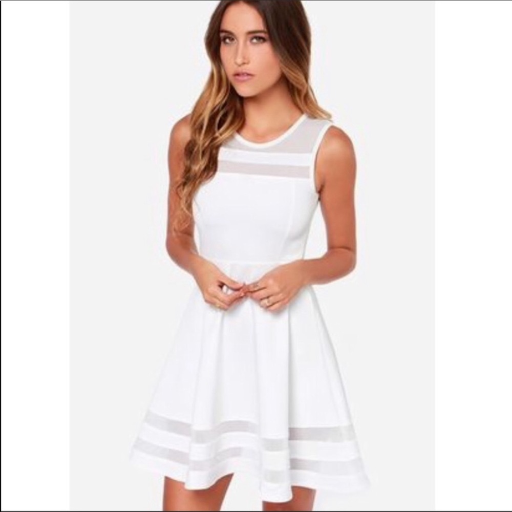 Lulu’s Fit & Flare Dress Mesh White size Small